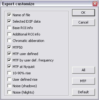 Export settings