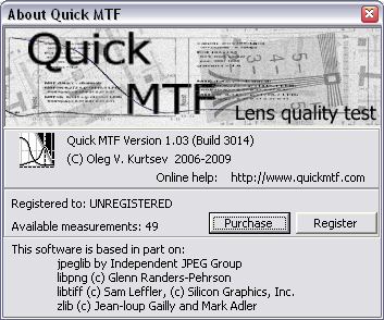about Quick MTF dialog